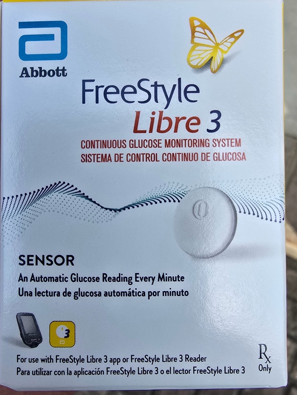 Freestyle Libre 3 White Sensor with Yellow Accent - Abbott